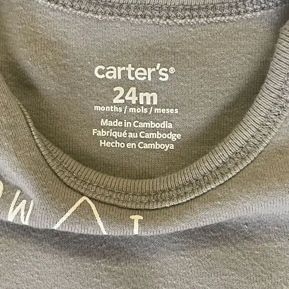 Carters 24M Bodysuits 2-Pack 100% Cotton Long Sleeve Girls Boys Snap Close Gray